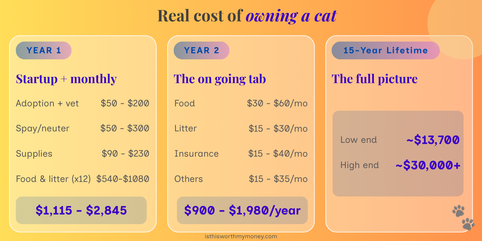 Real cost of owning a cat