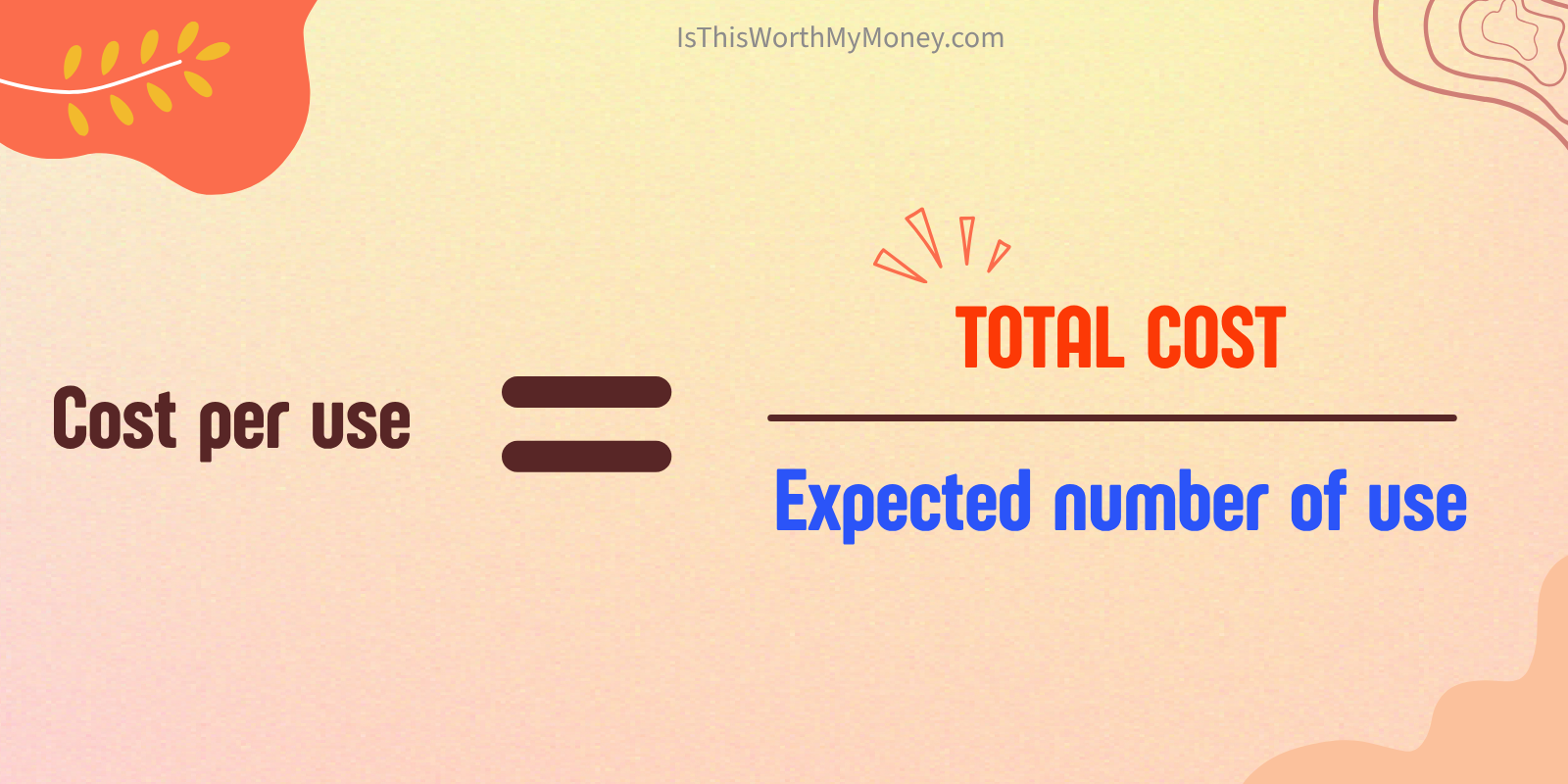 Cost per use general formula